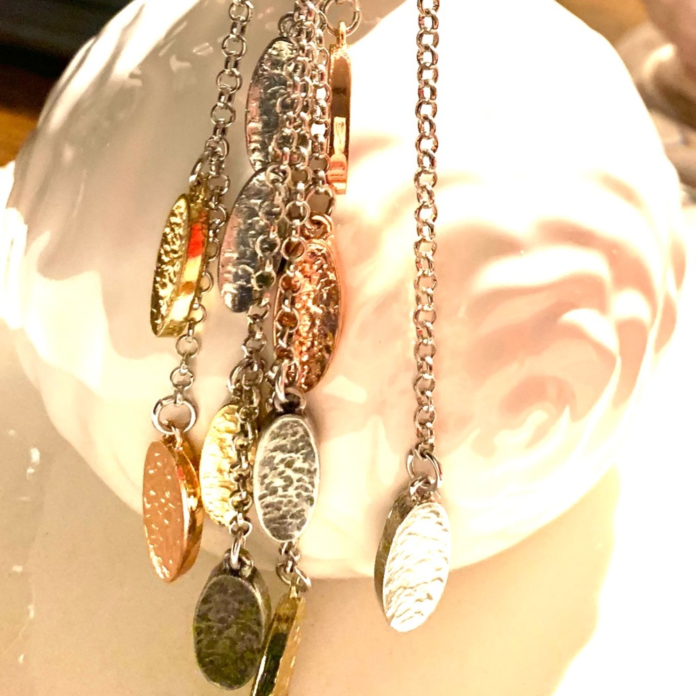Dana Buchman Elegant Silver, Gold and Rose Gold Multi-Layer Necklace